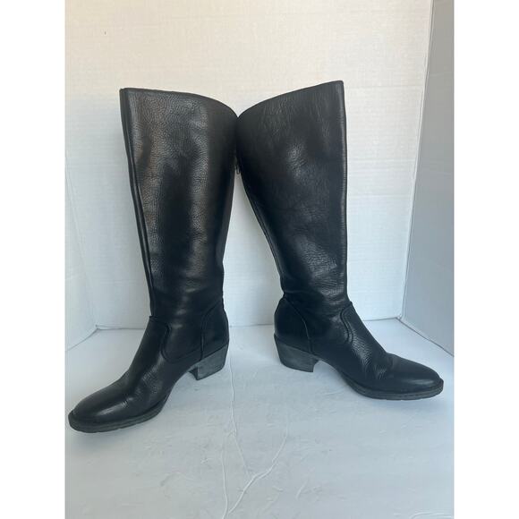 BORN Women’s BITSY Tall Knee High Black Leather Full Back Zipper Boots Sz 7 - Picture 3 of 11